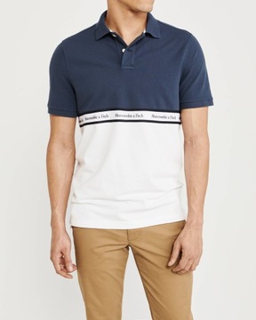 ABERCROMBIE Hollister Koszulka Polo Pasek Z Logo L