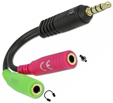 adapter audio jack 4pin - 2x mikrofon słuchawki