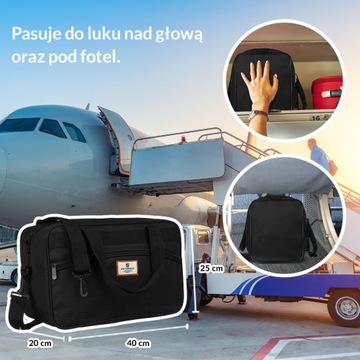 Damska torba kabinówka mała podróżna pojemna do samolotu 40x20x25