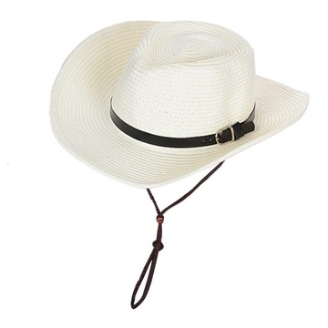 Składany słomkowy kapelusz przeciwsłoneczny Trilby Cowboy Travel biały