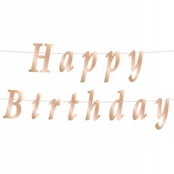 Topper urodzinowy HAPPY BIRTHDAY rose gold dekoracja tort pikery urodziny