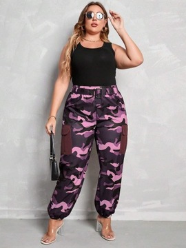 SHEIN Plus różowe spodnie z kieszeniami po bokach 50