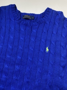 POLO Ralph Lauren BAWEŁNIANY Dzianinowy sweter o warkoczowym splocie/ L