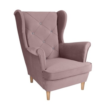 Elegancki Fotel na Nogach do Salonu Tapicerowany Pudrowy Różowy 102x95x81cm