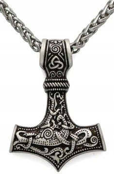 Srebrny Męski naszyjnik THOR Młot MJOLNIR CELTIC