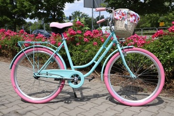 ЖЕНСКИЙ ГОРОДСКОЙ ВЕЛОСИПЕД ЖЕНСКАЯ КОРЗИНА, ЛАзурНАЯ ВСТАВКА 26