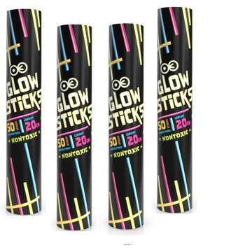 Bransoletki ŚWIECĄCE opaski na rękę FLUORESCENCYJNE różnokolorowe 50 szt