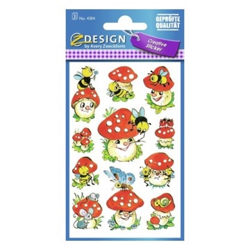 NAKLEJKI PAPIEROWE MUCHOMORKI 33 SZT Z-DESIGN 4304