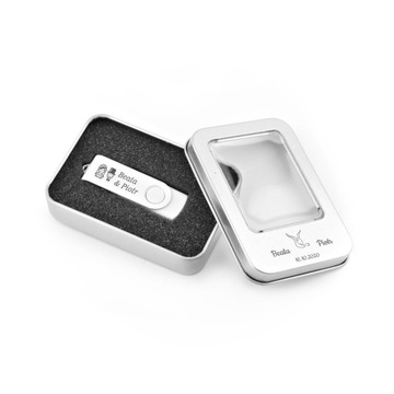 Pendrive 32 GB 2.0 + Metalowy Box + Grawer ŚLUB