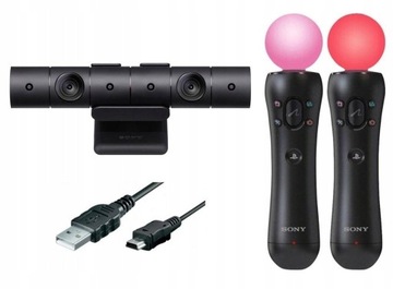 KAMERA PS4 v2 + UCHWYT + 2x PlayStation MOVE + USB / PS4 / PS5 / VR