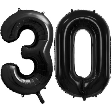 Balon foliowy urodzinowy cyfra 30 Czarny 86cm XXL