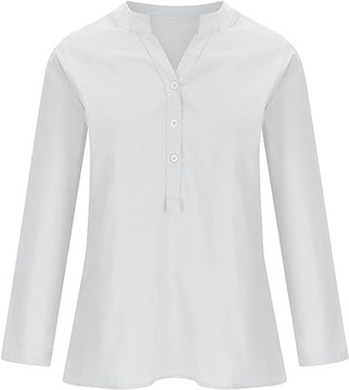 Biała bluzka koszulowa guziki casual luźna 4XL 48