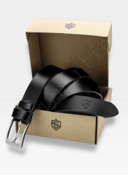 Мужской черный кожаный ремень для брюк STEVENS 01-Q2-V