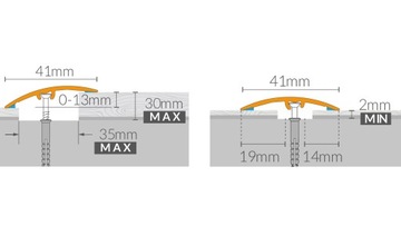 Пороговая планка широкая 41мм АЛЮМИНИЙ вставная SM2 Arbiton 186см ДУБ БЕЛЫЙ