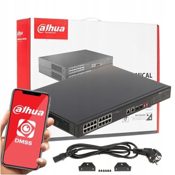 Switch PoE Dahua 16-PORTOWY na 16 kamer Światłowód