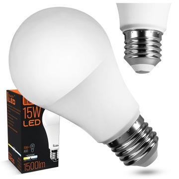 Żarówka LED E27 15W A60 1500lm Mocna Nie Mruga Biała Neutralna CCD 230V