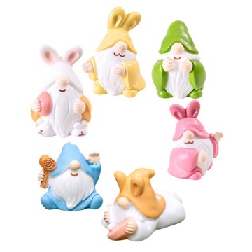 6 SZT. KRÓLICZEK GNOME STATUSY MINIATUROWE GNOMY Z ŻYWICY
