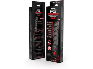 Listwa zasilająca F5 Power 5m 16A 5 gniazd czarna