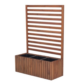 Большой деревянный садовый горшок высокий 140 см, вставка 3x18L Терраса садовый балкон