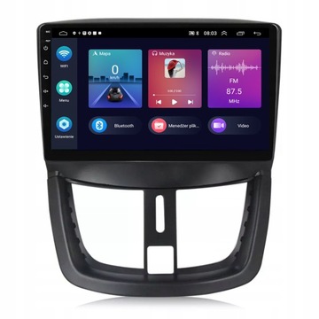 RADIO GPS ANDROID NAWIGACJA BT PEUGEOT 207 2006-2012 CARPLAY 2GB 64GB