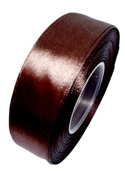 wstążka TASIEMKA satynowa 25 mm 32 m CIEMNY BRĄZ