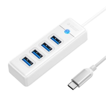 Orico Hub белый USB-C на 4x USB-A 3.1 Gen 1, OTG, кабель 15 см