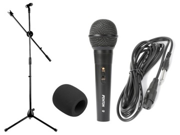Zestaw Statyw do Mikrofonu z Mikrofon dynamiczny Fenton DM100 +gąbka czarna