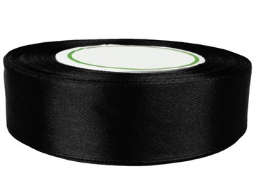 WSTĄŻKA TASIEMKA SATYNOWA 25mm/32m CZARNA