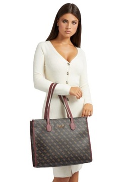 GUESS TOREBKA DAMSKA SILVANA TOTE DARK BROWN