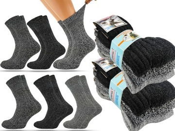 6x Skarpety MERINO WEŁNA Ciepłe Grube BEZUCISKOWE