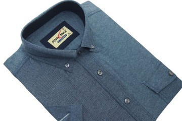 ГРАФИТОВАЯ МУЖСКАЯ РУБАШКА В ДЖИНСОВОМ СТИЛЕ С ДВУМЯ КАРМАНАМИ, КОРОТКИМИ РУКАВАМИ, РАЗМЕР L 41/42