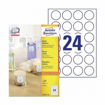 КРУГЛЫЕ ЭТИКЕТКИ AVERY 40мм L3415-100 x5