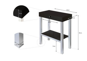 Консоль Lacobel из черного стекла, хромированная рама