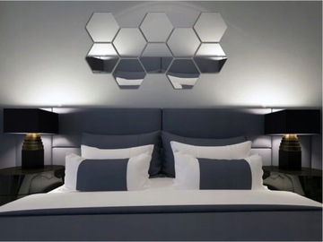 Декоративное зеркало большое шестигранное сотовое самоклеющееся Набор из 12 шт.