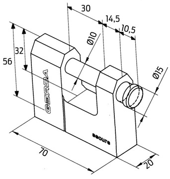 SECURE T70 MOCNA kłódka trzpieniowa antywłamaniowa