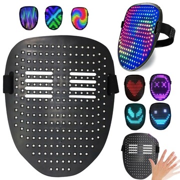 MASKA INTELIGENTNY NA TWARZ LED STEROWANA GESTAMI NA HALLOWEEN