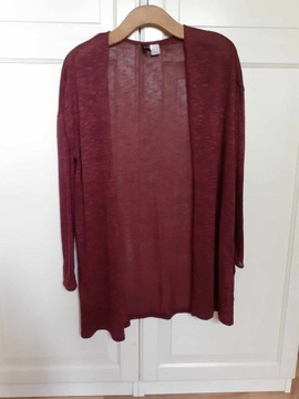 H&M luźna cienka narzutka burgundowa sweterek kardigan bordowy S 36