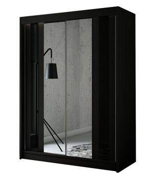 Szafa przesuwna 120 Czarna +Czarny Lacobel+ Lustro