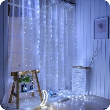 СВЕТОДИОДНАЯ СВЕТОВАЯ ЗАВЕСА 3x3 лампочки x 300 елочная гирлянда для окна