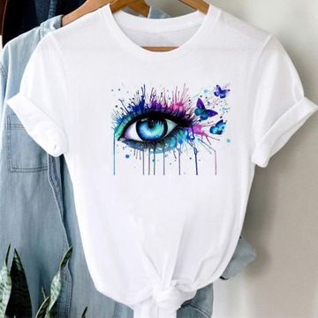 Y2k T-shirty Moda kobiet oczu z gwiazdami koszule
