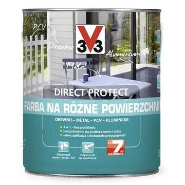 V33 FARBA NA RÓŻNE POWIERZCHNIE DIRECT PROTECT 2,5L KREMOWY