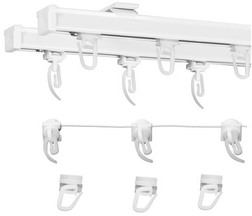 АЛЮМИНИЙ Карниз KS Комплект из 2 карнизов РАЗМЕР 300 см Двойной потолочный рельс