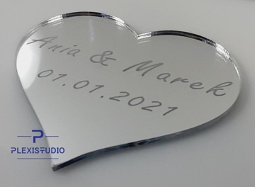ЗЕРКАЛО СЕРДЦЕ ИЗ плексигласа С ГРАВИРОВКОЙ 8Х7 см