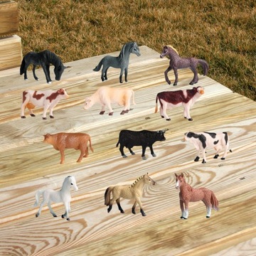 12 шт., фигурки животных на пастбище, коллекции игрушек, интерактивный День Святого Валентина