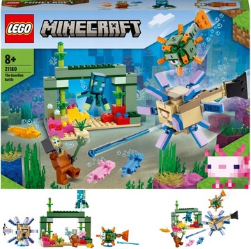 LEGO MINECRAFT WALKA ZE STRAŻNIKAMI 21180 KLOCKI ZABAWKA NA PREZENT NOWY