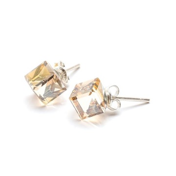 Srebrne Kolczyki 925 z kr. Swarovski Cube 6mm GSHA