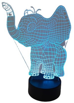 LAMPKA NOCNA 3D LED SŁOŃ MULTIKOLOR PILOT USB