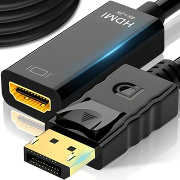 KABEL ADAPTER DISPLAY PORT DISPLAYPORT DP HDMI PRZEJŚCIÓWKA 4K KONWERTER