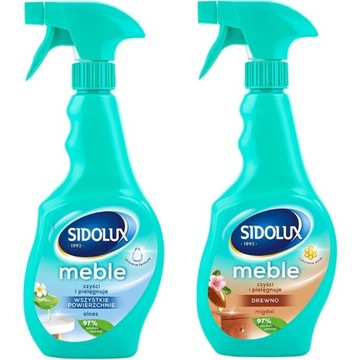 SIDOLUX ZESTAW 2x400ml SPRAY PŁYNY PRZECIW KURZOWI ALOES + MIGDAŁ 400ml