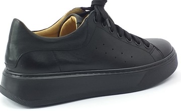 SPORTOWE OBUWIE SKÓRZANE NESSI SNEAKERSY CZARNE 38